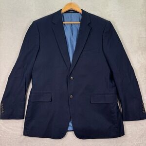 Saddlebred Mens 42R Navy Blue 100% Cotton Sport Coat Blazer Casual Preppy Work